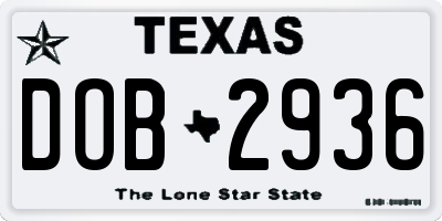 TX license plate DOB2936