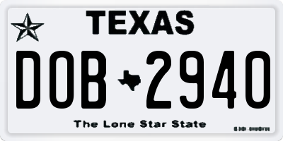 TX license plate DOB2940