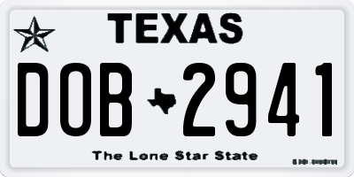 TX license plate DOB2941