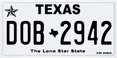 TX license plate DOB2942