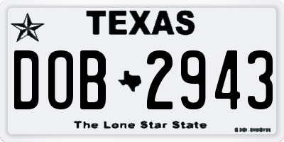 TX license plate DOB2943