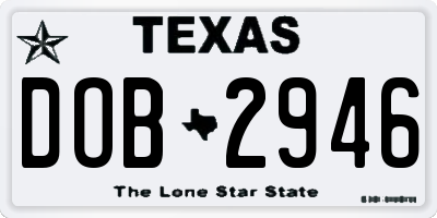 TX license plate DOB2946