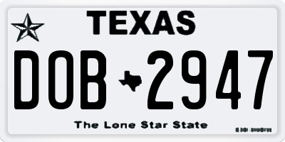 TX license plate DOB2947