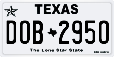 TX license plate DOB2950