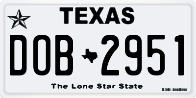 TX license plate DOB2951