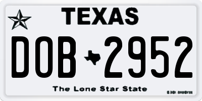 TX license plate DOB2952