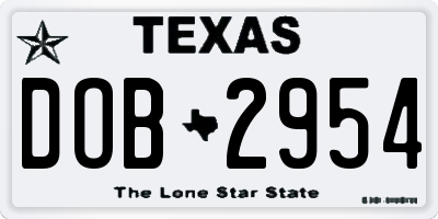 TX license plate DOB2954