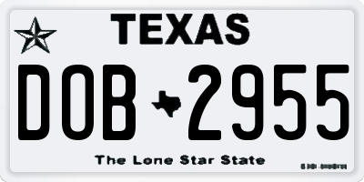 TX license plate DOB2955