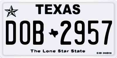 TX license plate DOB2957