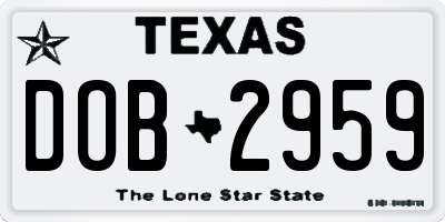 TX license plate DOB2959