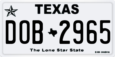 TX license plate DOB2965