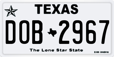 TX license plate DOB2967