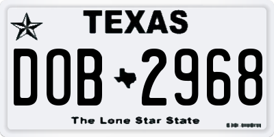 TX license plate DOB2968