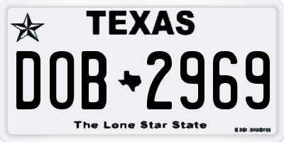 TX license plate DOB2969