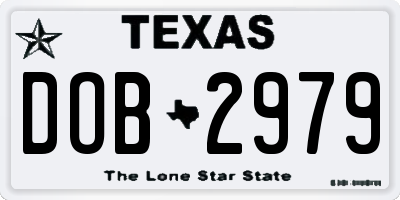 TX license plate DOB2979