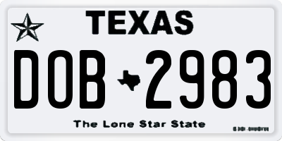 TX license plate DOB2983