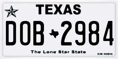 TX license plate DOB2984