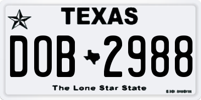 TX license plate DOB2988