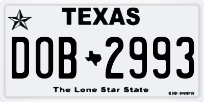 TX license plate DOB2993