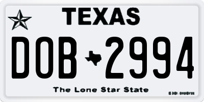 TX license plate DOB2994