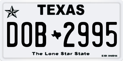 TX license plate DOB2995