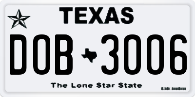 TX license plate DOB3006