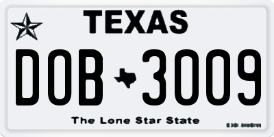 TX license plate DOB3009