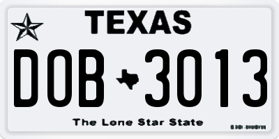 TX license plate DOB3013