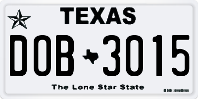 TX license plate DOB3015