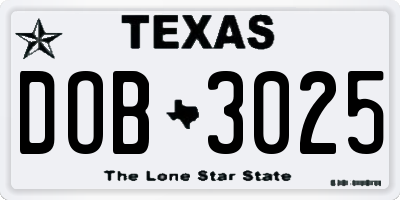 TX license plate DOB3025