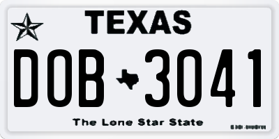 TX license plate DOB3041