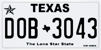 TX license plate DOB3043