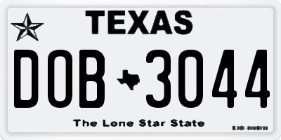 TX license plate DOB3044