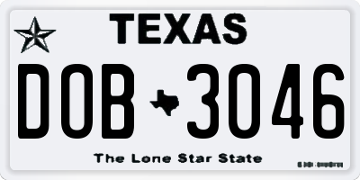 TX license plate DOB3046
