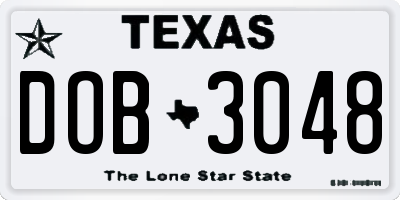 TX license plate DOB3048