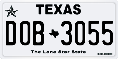 TX license plate DOB3055
