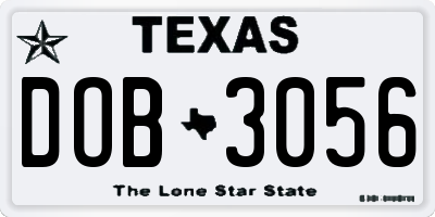 TX license plate DOB3056