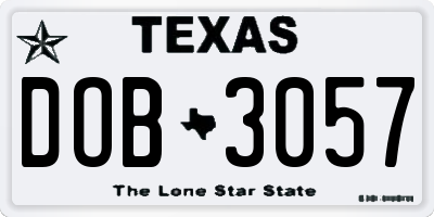 TX license plate DOB3057