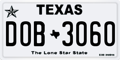 TX license plate DOB3060