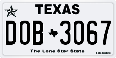 TX license plate DOB3067