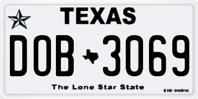 TX license plate DOB3069