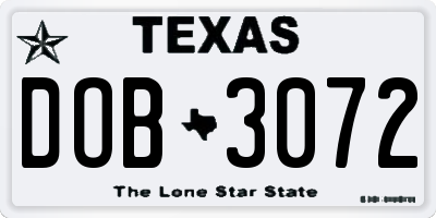 TX license plate DOB3072