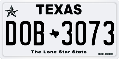 TX license plate DOB3073