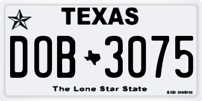 TX license plate DOB3075