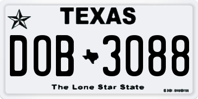 TX license plate DOB3088