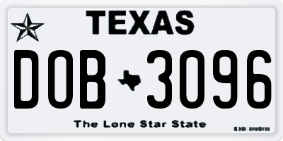 TX license plate DOB3096