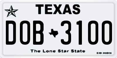 TX license plate DOB3100