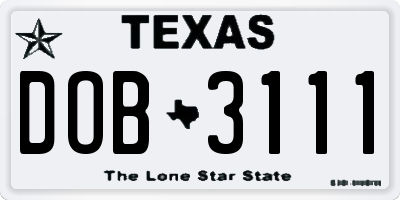 TX license plate DOB3111