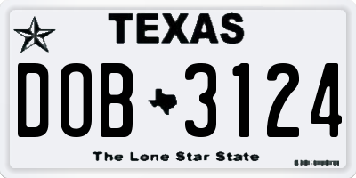 TX license plate DOB3124