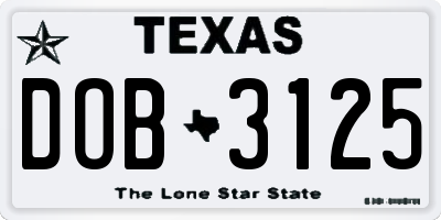 TX license plate DOB3125
